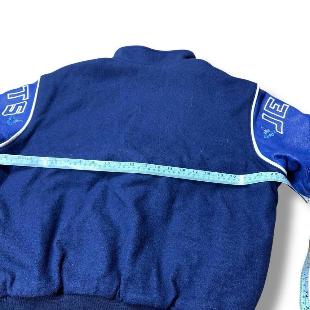 VTG 90s Mississauga Jets Varsity Jacket Wool Leather Trim Canada Made Youth XXL - Picture 9 of 10